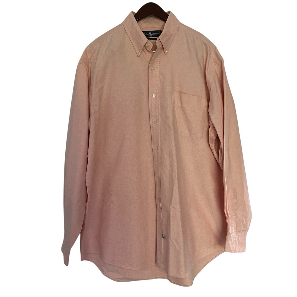 Ralph Lauren Button Down Shirt Men  XXL peach Orange Cotton Long Sleeve